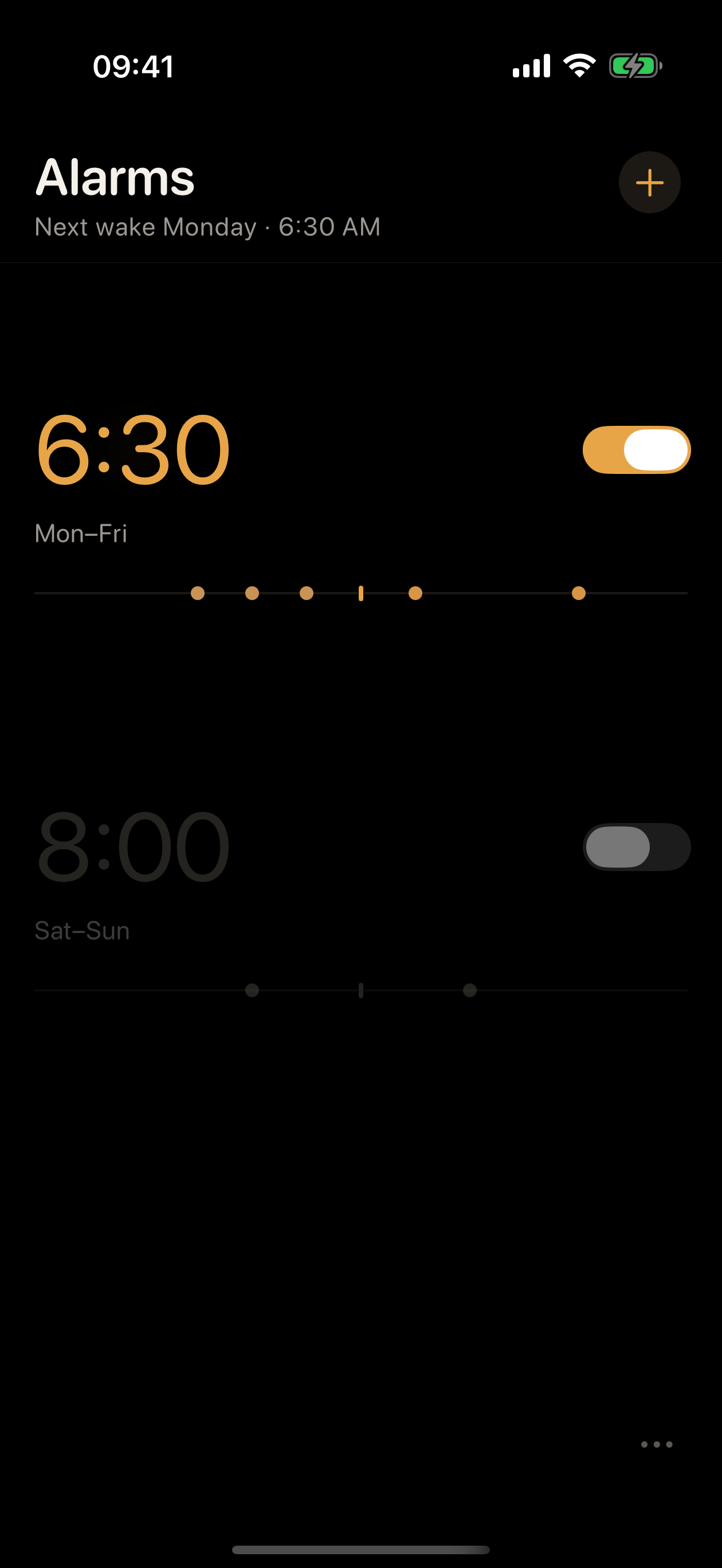 EaseWake alarm list showing a nudge chain on iPhone